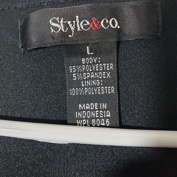 STYLE & CO Large Black, White Floral Shift, Flutter Sleeve, Blouson Dress - Picture 4 of 5